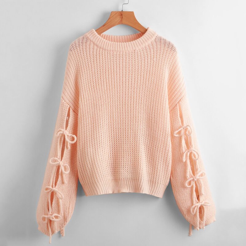 

Solid Knot Sweater, Coral pink