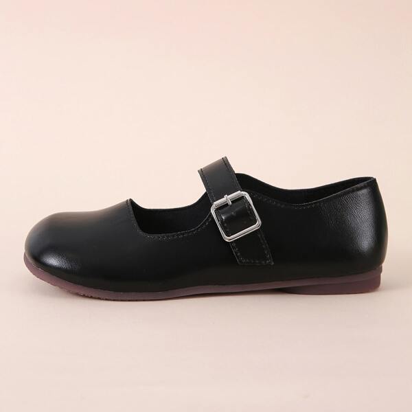 

Minimalist Buckle Decor Mary Janes, Black