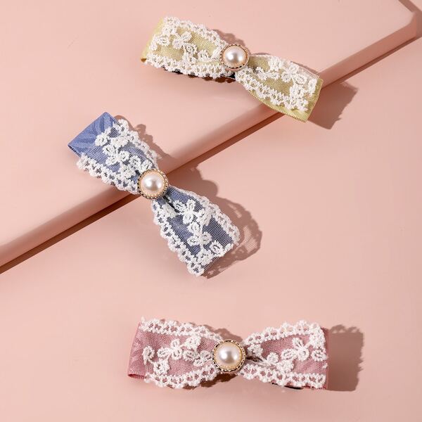 

3pcs Toddler Girls Bow Decor Hair Clip, Multicolor