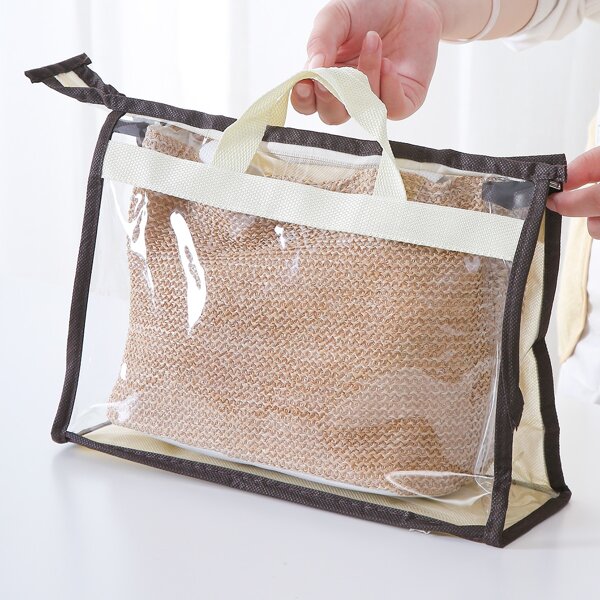 

1pc Clear Hanging Bag Dust Cover, Beige