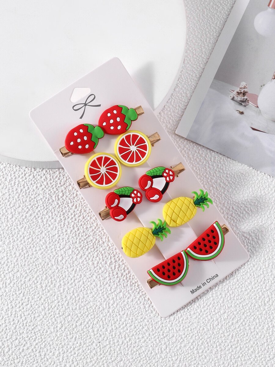 10入組小女童水果裝飾髮夾