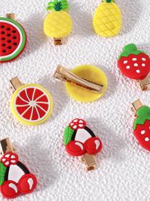 10入組小女童水果裝飾髮夾