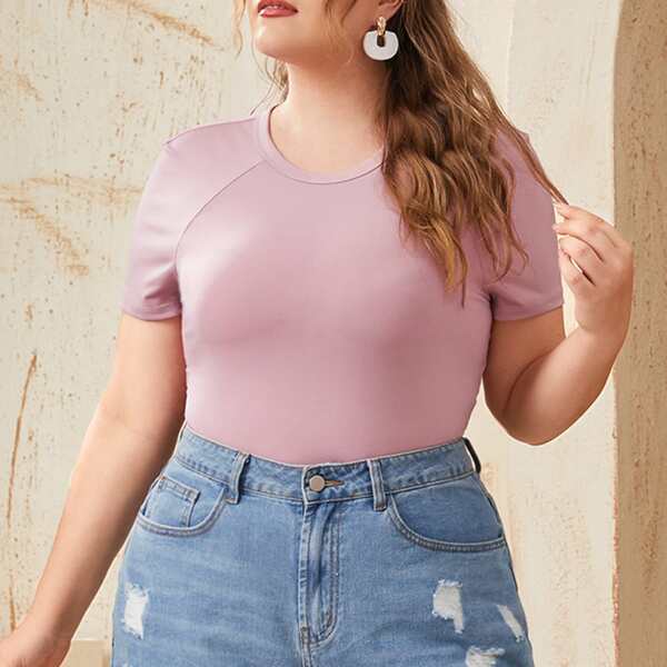 

Plus Twist Cutout Back Solid Top, Dusty pink