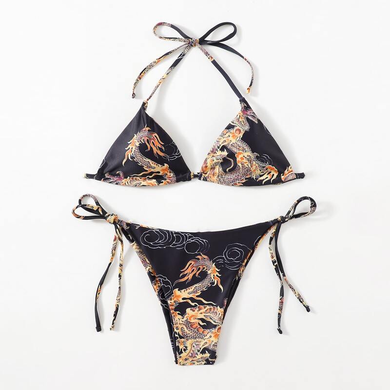

Dragon Print Bikini Swimsuit, Multicolor