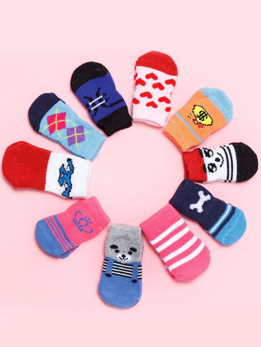 4 cái Mẫu Ngẫu nhiên Vớ Vật nuôi - Nhiều màu - Xem 1