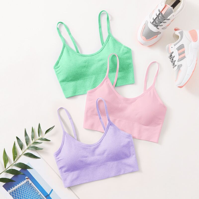 

3pack High Support Spaghetti Strap Sports Bra, Multicolor
