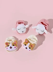 2雙嬰兒卡通圖案短襪 - 彩色 - 查看 1