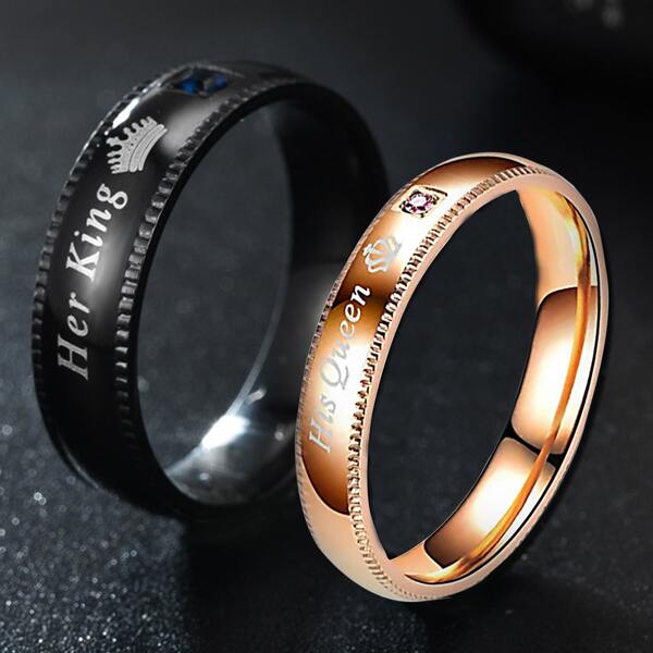 

2pcs Men Letter Decor Ring, Multicolor
