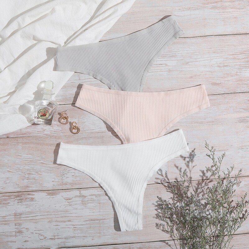 

3pack Solid Rib Panty Set, Multicolor