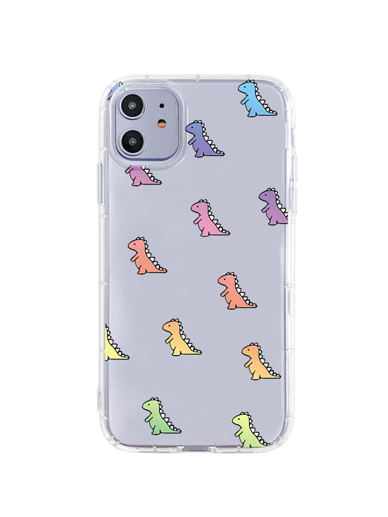 1pc Transparent Tpu Dinosaur Shaped Phone Case compatible with iphone