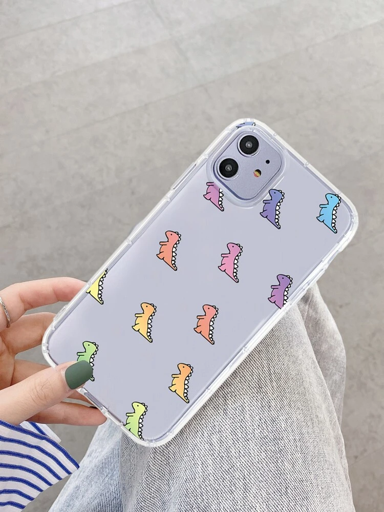1pc Transparent Tpu Dinosaur Shaped Phone Case compatible with iphone