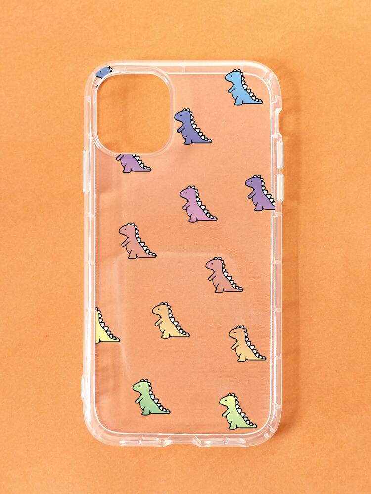 1pc Transparent Tpu Dinosaur Shaped Phone Case compatible with iphone