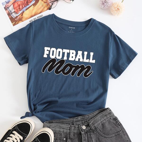

Letter Graphic Crew Neck Tee, Navy blue