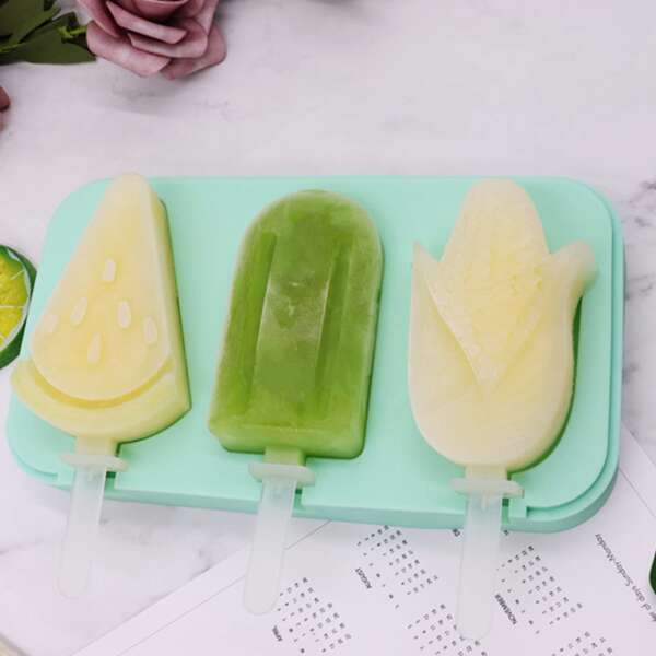 

1pc 3 Grid Popsicle Mold, Green