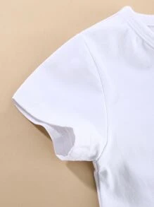 Peninsula Baby 男嬰蝴蝶結細節貼布口袋連身短褲 - 白色 - 查看 5