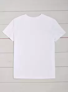 SHEIN LUNE Plus Heart Print Tee For Summer - White - View 2