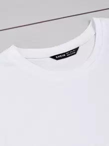 SHEIN LUNE Plus Heart Print Tee For Summer - White - View 5