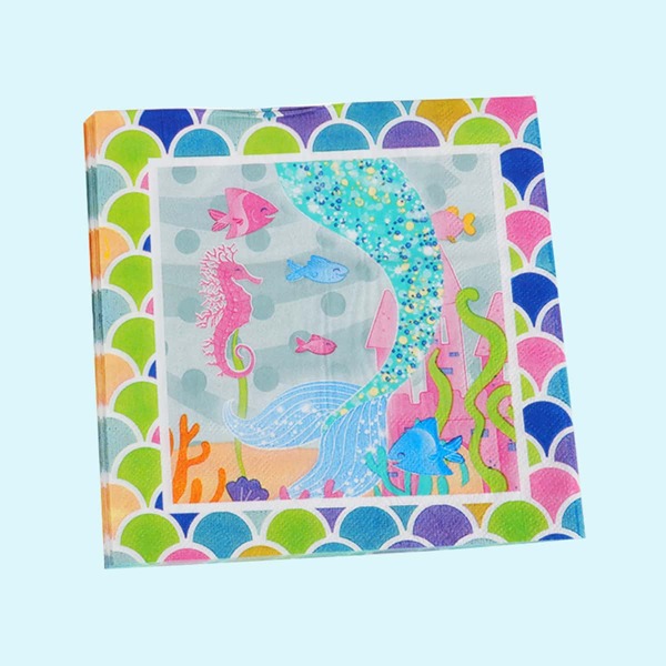 

10pcs Marine Life Print Paper Napkin, Multicolor