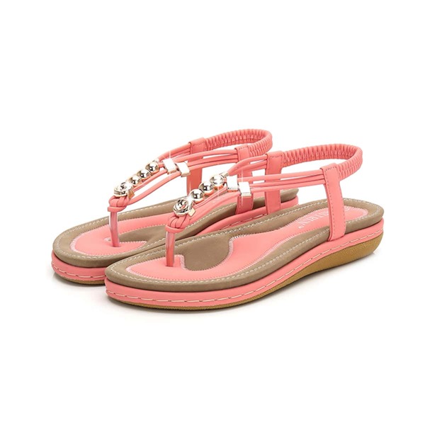 

Toe Post Flat Thong Sandals, Watermelon pink