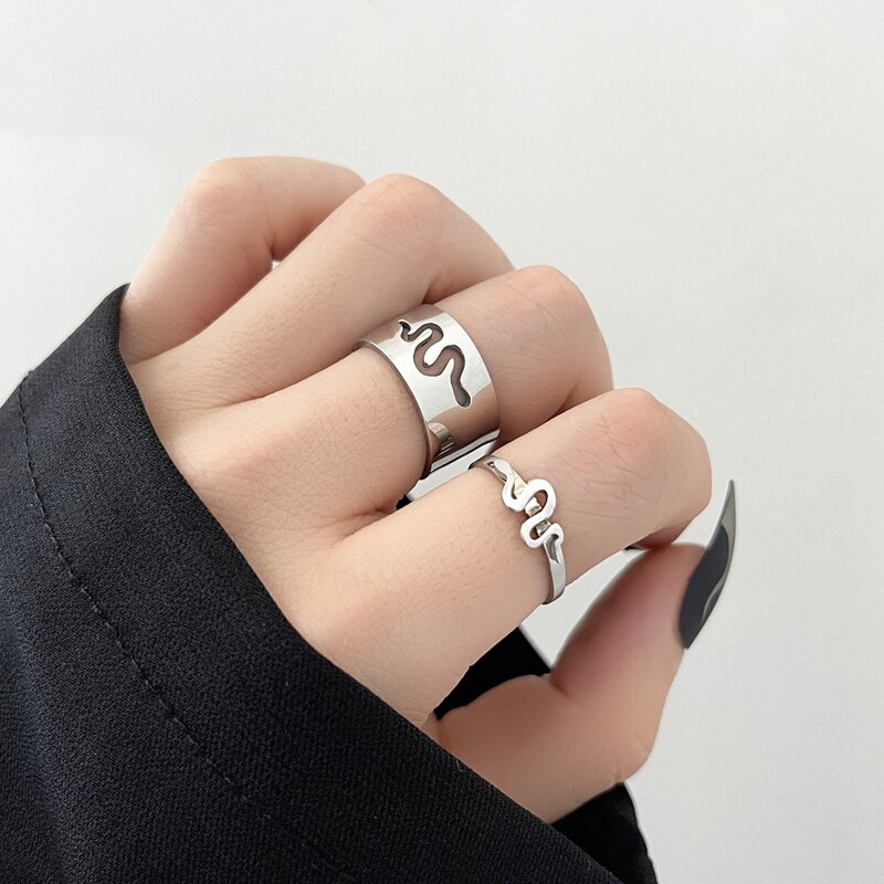 

2pcs Serpentine Design Ring, Silver