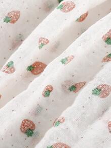 Peninsula Baby 女婴草莓圖案荷葉邊連體衣帶帽