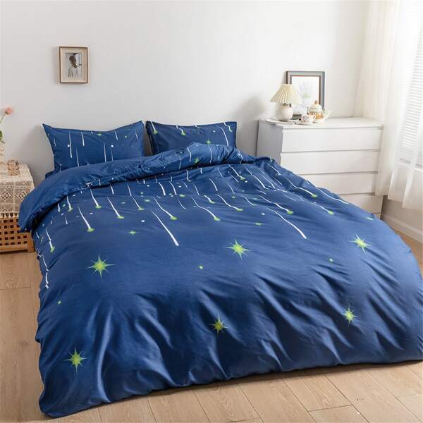 

Meteor Print Duvet Cover Set Without Filler, Blue