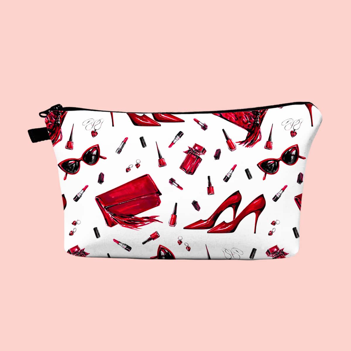 

Cosmetic Painted Zipper Makeup Bag, White