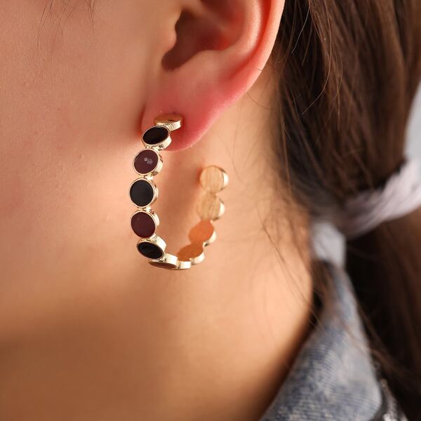 

Cuff Hoop Earrings, Multicolor