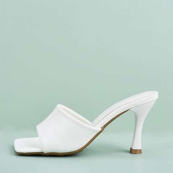 

Minimalist Stiletto Heeled Mules, White