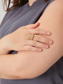 MOTF PREMIUM Nhẫn Hai âm Trang trí hạt - Vàng - Xem 2