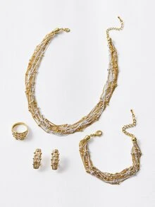 MOTF PREMIUM Nhẫn Hai âm Trang trí hạt - Vàng - Xem 7