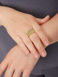 MOTF PREMIUM Nhẫn Hai âm Trang trí hạt - Vàng - Xem 10