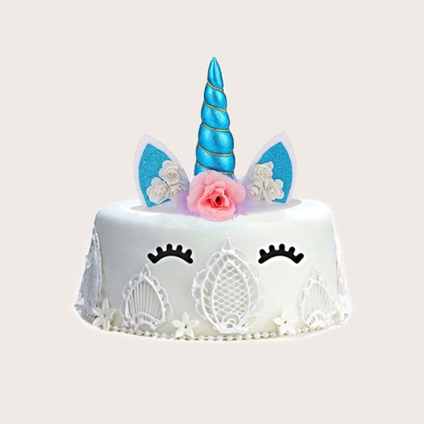 

1pc Unicorn Design Cake Topper, Blue