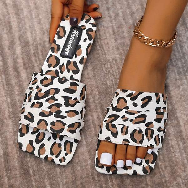 

Leopard Print Slide Sandals, Multicolor