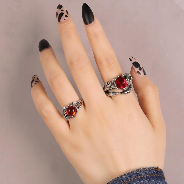 

2pcs Claw Design Ring, Red