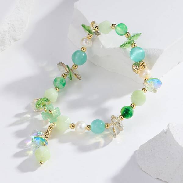 

Crystal Beaded Bracelet, Green