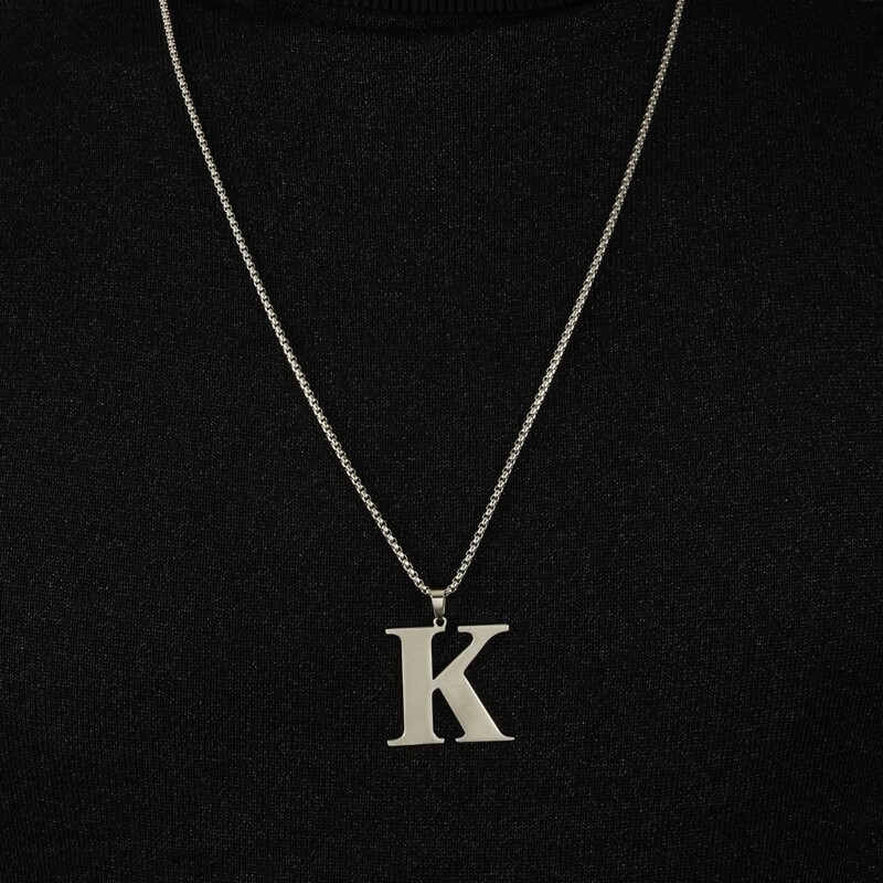 

Guys Letter Charm Necklace, Silver