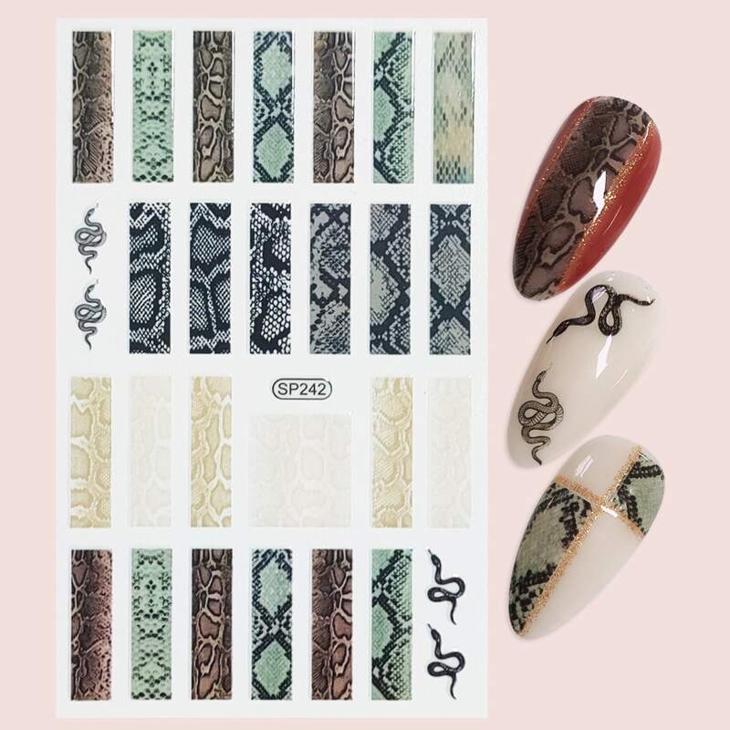 

1sheet Snakeskin Pattern Nail Art Sticker, Multicolor