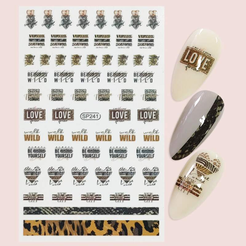 

1sheet Leopard Heart Nail Art Sticker, Multicolor