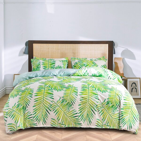 

Leaf Print Duvet Cover Set Without Filler, Multicolor