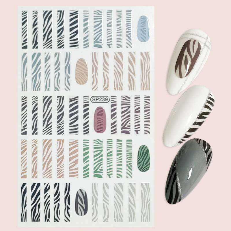 

1sheet Zebra Striped Nail Art Sticker, Multicolor