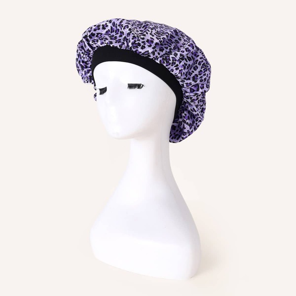 

Leopard Print Hair Bonnet, Purple