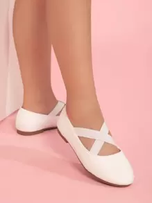 1 雙女嬰簡約交叉帶平底休閒鞋 - 白色 - 查看 5