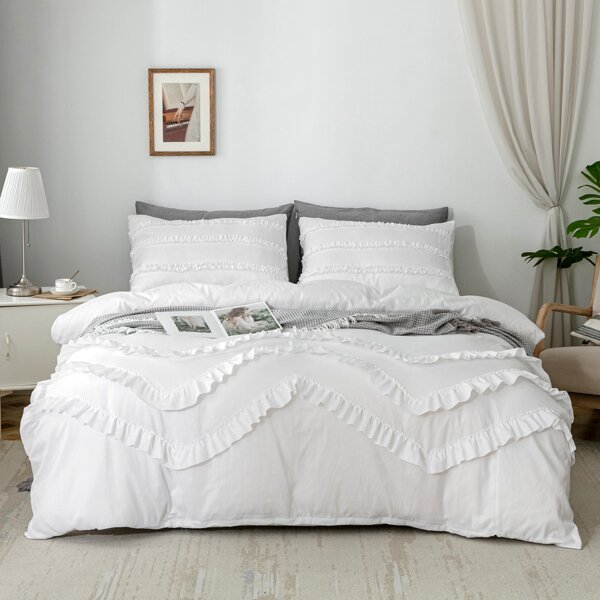 

Solid Color Twist Duvet Cover Set Without Filler, White