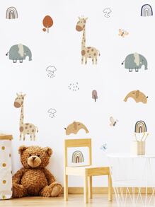 儿童卡通图案墙贴，可爱动物墙贴，适用于客厅卧室，家居装饰，贴纸，墙贴，乙烯基家居装饰贴纸，春季装饰品，让您的家焕然一新，拉玛装饰贴纸礼物，生日毕业 - 彩色 - 查看 4