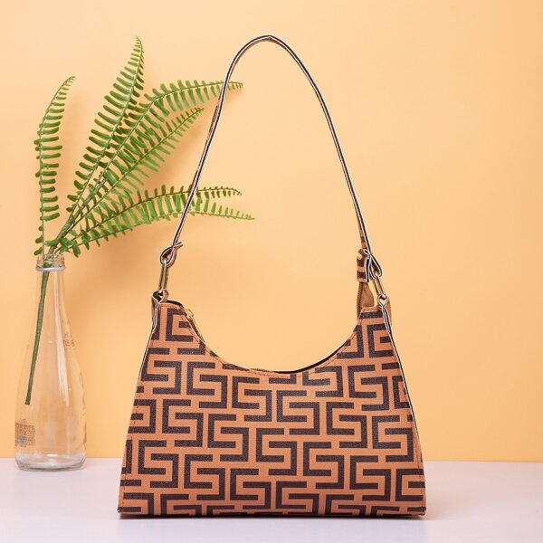 

Graphic Baguette Bag, Brown