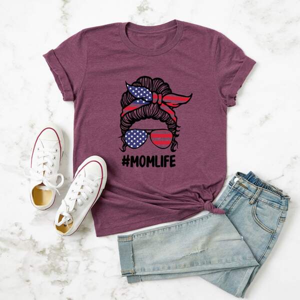 

Plus Figure & Letter Graphic Tee, Purple