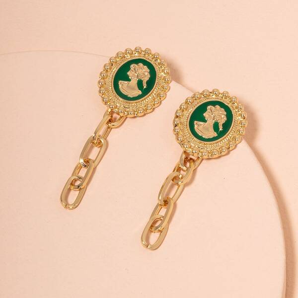 

Chain Decor Earrings, Gold