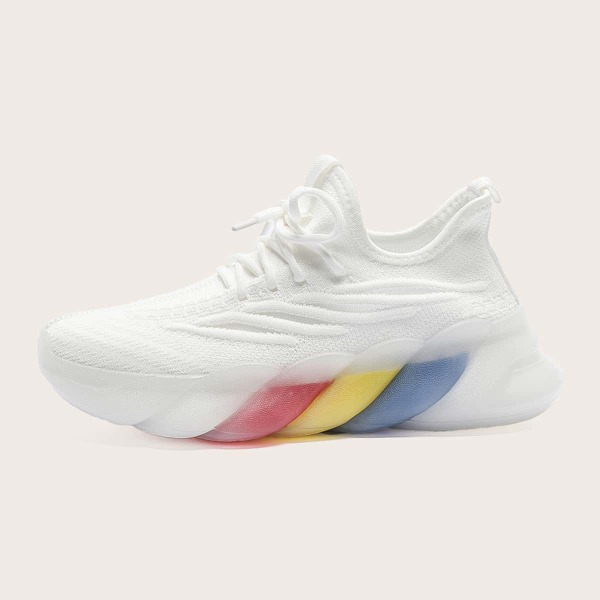 

Lace Up Decor Running Shoes, White