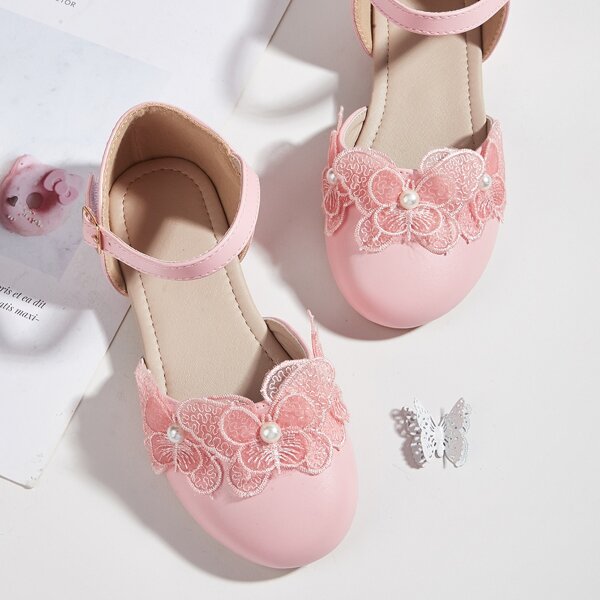 

Toddler Girls Butterfly Appliques Flats, Baby pink